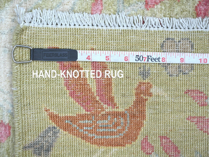 3'11" x 5'8" New Hand Knotted Green Wool Rectangle Oriental Rug - MOA10221632