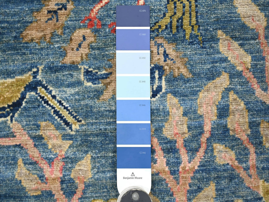 2'7" x 11'9" New Hand Knotted Blue Wool Runner Oriental Rug - MOA10221634