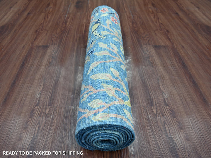 2'7" x 11'9" New Hand Knotted Blue Wool Runner Oriental Rug - MOA10221634