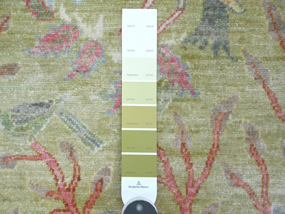 2'6" x 5'9" New Hand Knotted Green Wool Runner Oriental Rug - MOA10221635