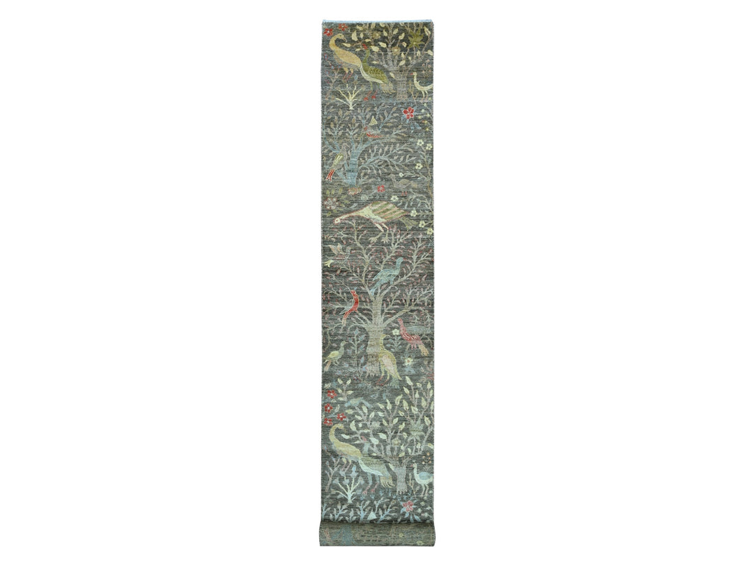 2'5" x 19'9" New Hand Knotted Brown Wool Runner Oriental Rug - MOA10221636