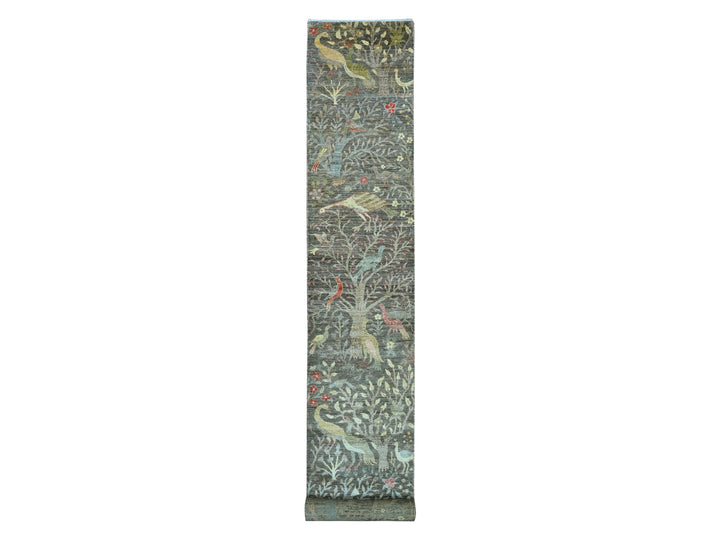 2'5" x 19'9" New Hand Knotted Brown Wool Runner Oriental Rug - MOA10221636