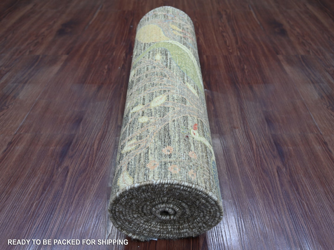 2'5" x 19'9" New Hand Knotted Brown Wool Runner Oriental Rug - MOA10221636