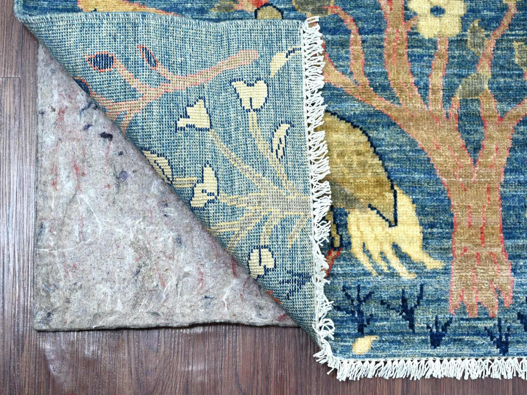 2'8" x 7'10" New Hand Knotted Blue Wool Runner Oriental Rug - MOA10221637