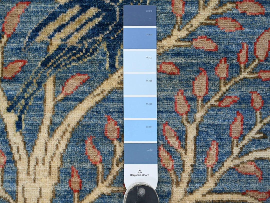 2'8" x 7'10" New Hand Knotted Blue Wool Runner Oriental Rug - MOA10221637