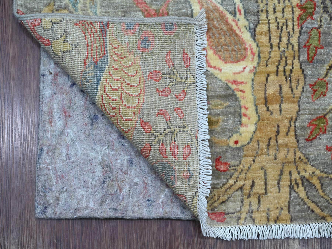 2'11" x 21'4" New Hand Knotted Grey Wool Runner Oriental Rug - MOA10221638