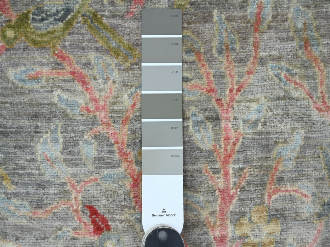 2'11" x 21'4" New Hand Knotted Grey Wool Runner Oriental Rug - MOA10221638