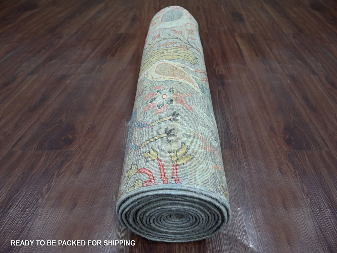 2'11" x 21'4" New Hand Knotted Grey Wool Runner Oriental Rug - MOA10221638