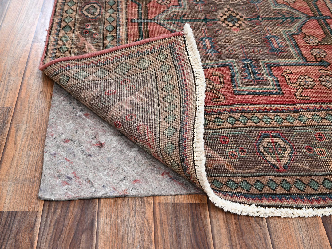 3'3" x 9'3" Vintage Hand Knotted Red Wool Runner Oriental Rug - MOA1022163