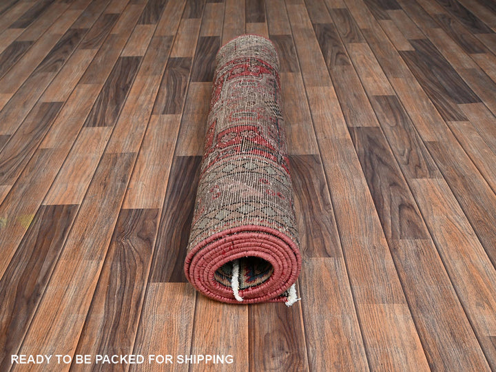 3'3" x 9'3" Vintage Hand Knotted Red Wool Runner Oriental Rug - MOA1022163