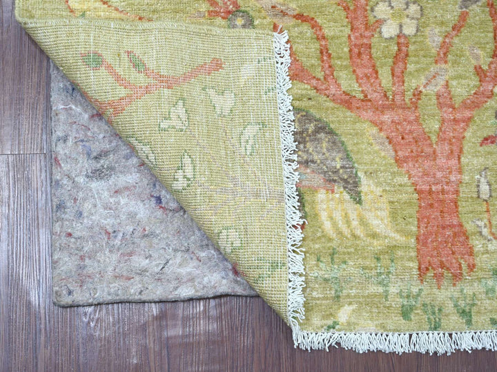 2'7" x 5'11" New Hand Knotted Green Wool Runner Oriental Rug - MOA10221640