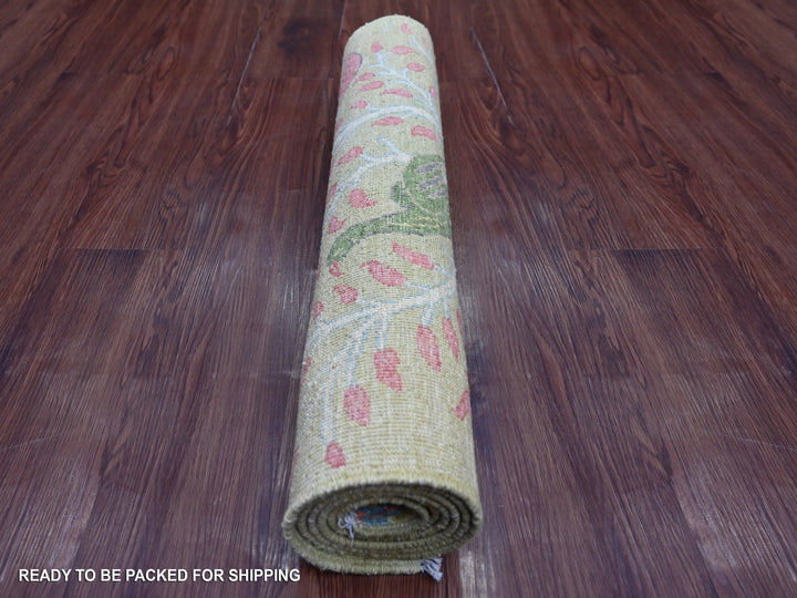 2'7" x 5'11" New Hand Knotted Green Wool Runner Oriental Rug - MOA10221640