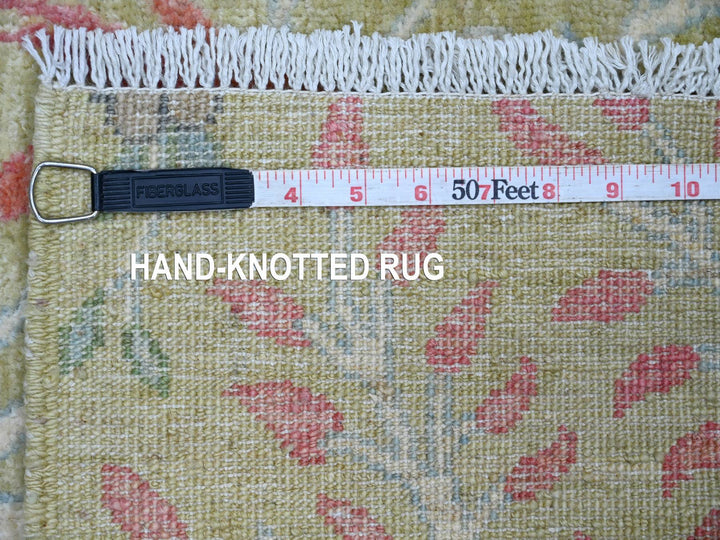 2'7" x 5'11" New Hand Knotted Green Wool Runner Oriental Rug - MOA10221640