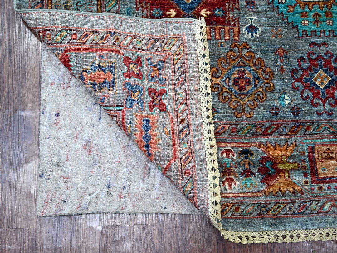 5'1" x 6'11" New Hand Knotted Grey Wool Rectangle Oriental Rug - MOA10221643