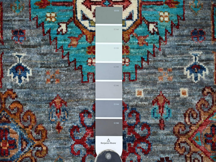 5'1" x 6'11" New Hand Knotted Grey Wool Rectangle Oriental Rug - MOA10221643