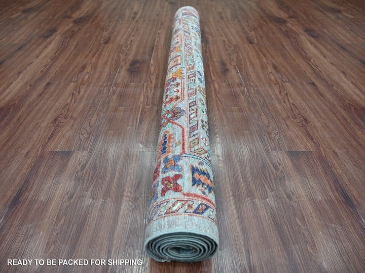 5'1" x 6'11" New Hand Knotted Grey Wool Rectangle Oriental Rug - MOA10221643