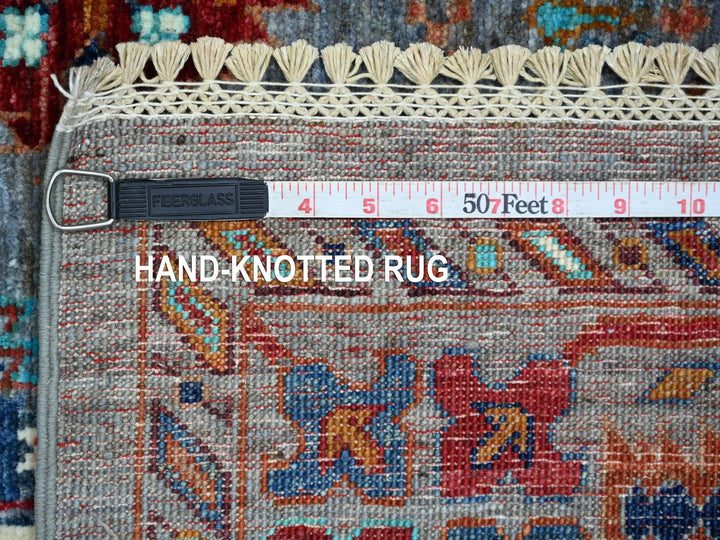 5'1" x 6'11" New Hand Knotted Grey Wool Rectangle Oriental Rug - MOA10221643