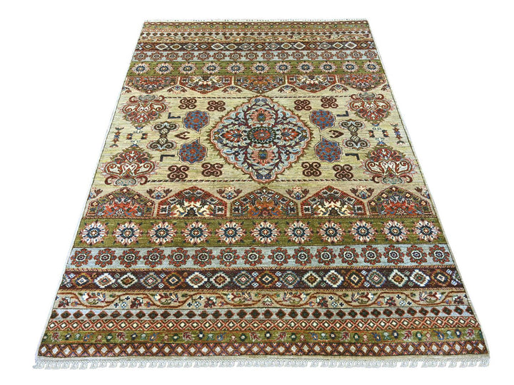 5'0" x 6'11" New Hand Knotted Brown Wool Rectangle Oriental Rug - MOA10221645