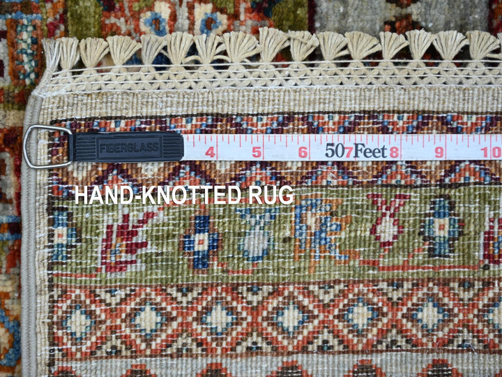 5'0" x 6'11" New Hand Knotted Brown Wool Rectangle Oriental Rug - MOA10221645