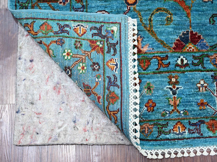 4'11" x 6'8" New Hand Knotted Blue Wool Rectangle Oriental Rug - MOA10221646