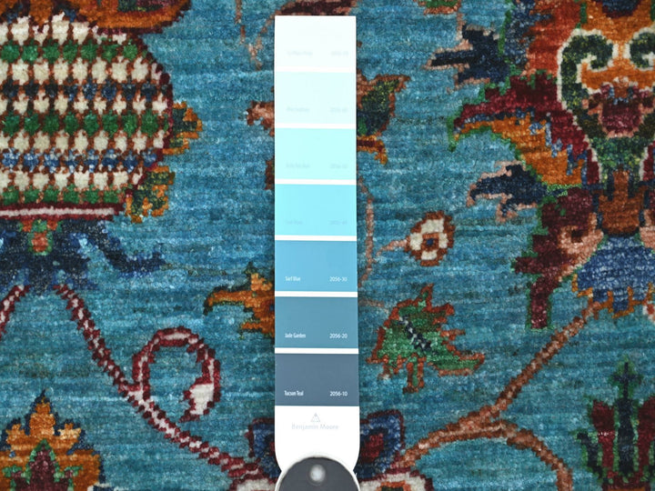 4'11" x 6'8" New Hand Knotted Blue Wool Rectangle Oriental Rug - MOA10221646