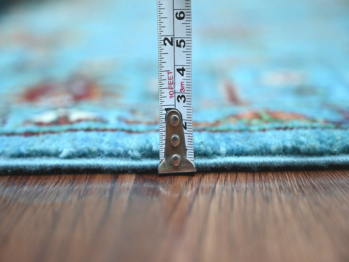4'11" x 6'8" New Hand Knotted Blue Wool Rectangle Oriental Rug - MOA10221646