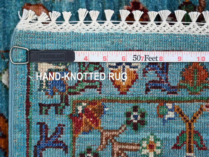 4'11" x 6'8" New Hand Knotted Blue Wool Rectangle Oriental Rug - MOA10221646