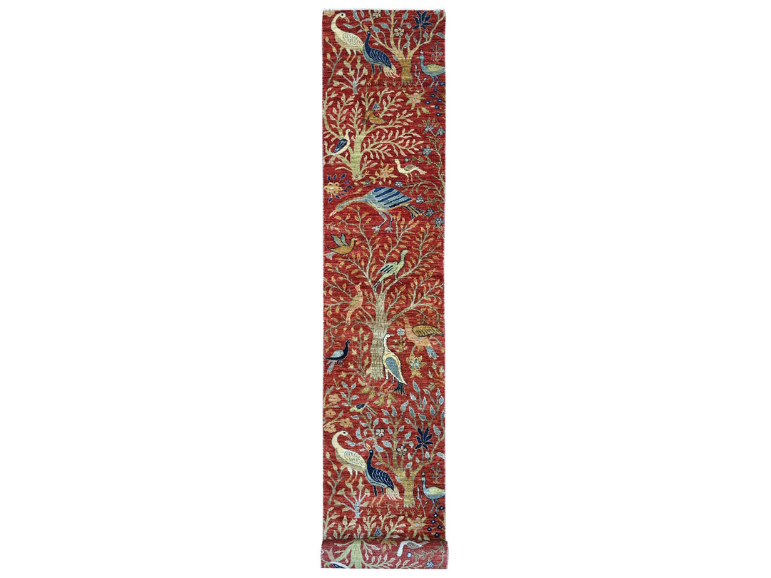 2'7" x 19'9" New Hand Knotted Red Wool Runner Oriental Rug - MOA10221647