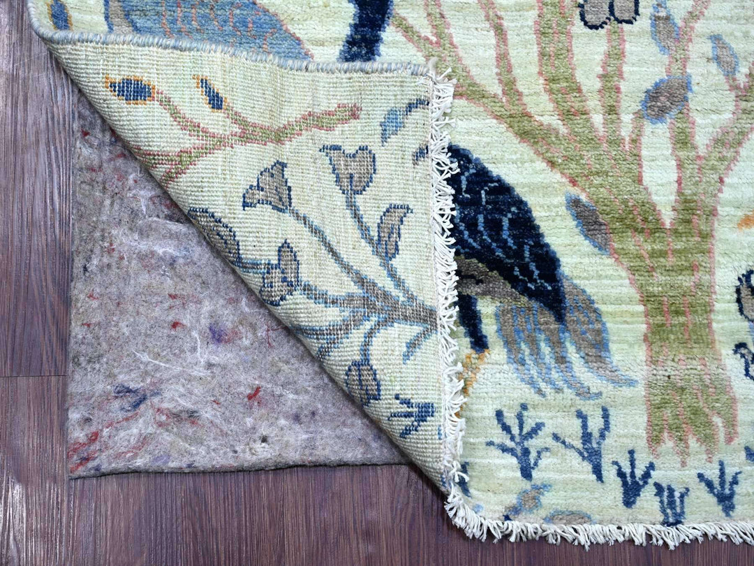 2'7" x 12'3" New Hand Knotted Green Wool Runner Oriental Rug - MOA10221648