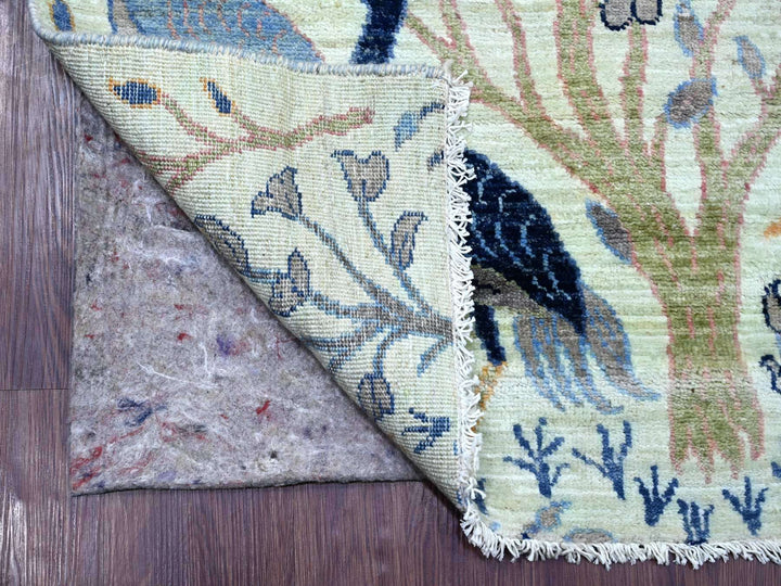 2'7" x 12'3" New Hand Knotted Green Wool Runner Oriental Rug - MOA10221648