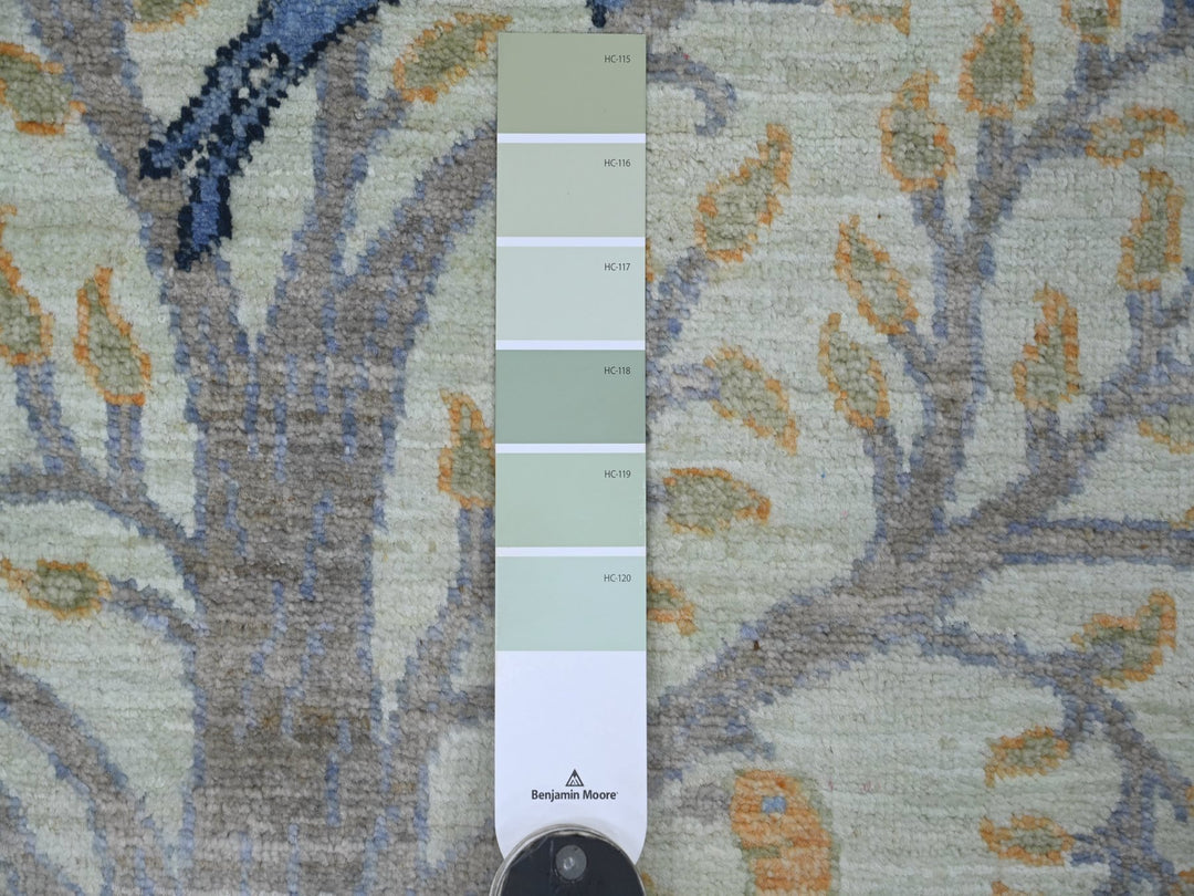 2'7" x 12'3" New Hand Knotted Green Wool Runner Oriental Rug - MOA10221648