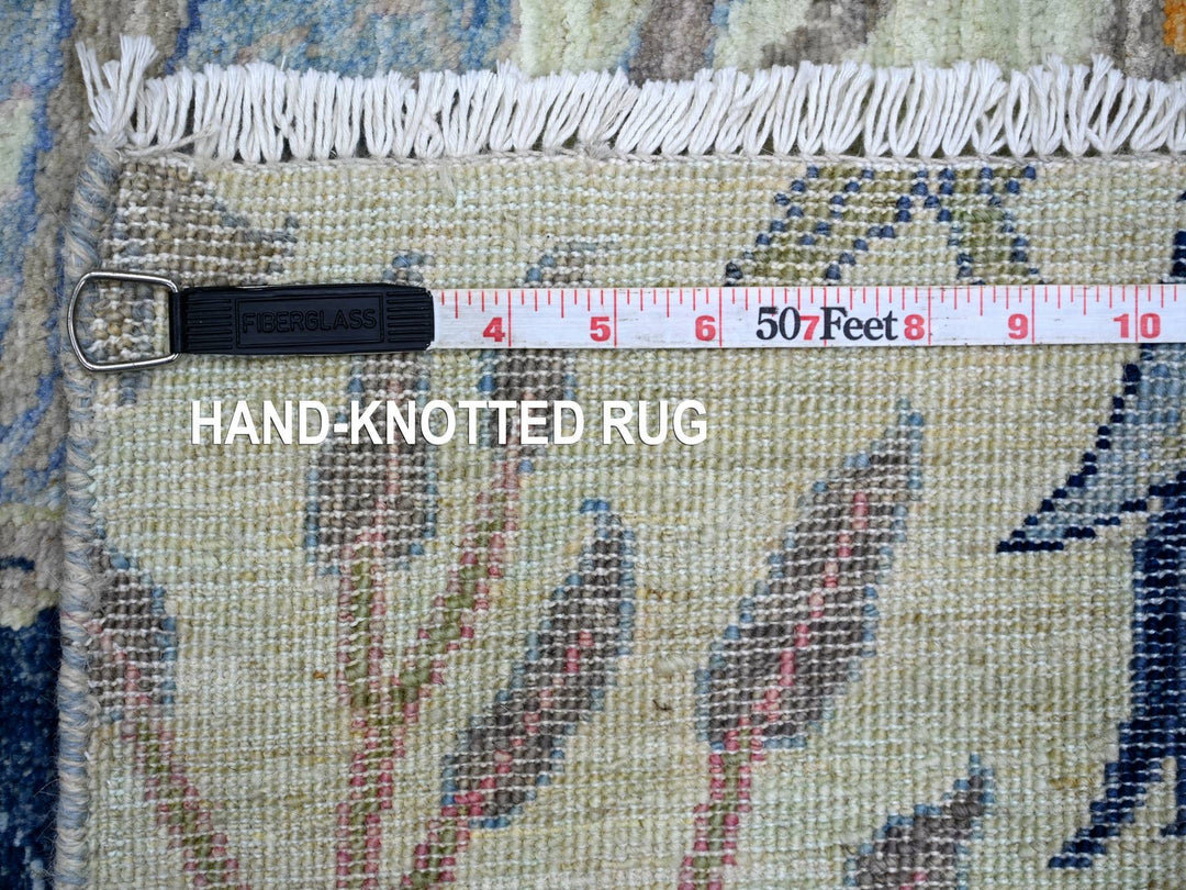 2'7" x 12'3" New Hand Knotted Green Wool Runner Oriental Rug - MOA10221648
