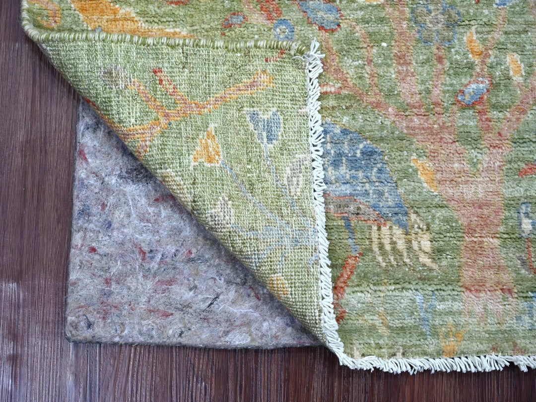2'1" x 3'0" New Hand Knotted Green Wool Rectangle Oriental Rug - MOA10221649