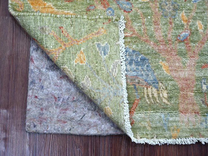 2'1" x 3'0" New Hand Knotted Green Wool Rectangle Oriental Rug - MOA10221649