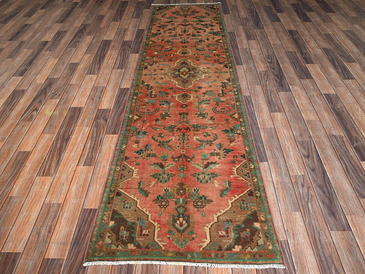 2'7" x 9'2" Vintage Hand Knotted Pink Wool Runner Oriental Rug - MOA1022164