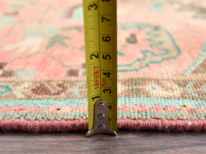 2'7" x 9'2" Vintage Hand Knotted Pink Wool Runner Oriental Rug - MOA1022164