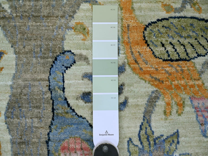 2'7" x 6'3" New Hand Knotted Green Wool Runner Oriental Rug - MOA10221650