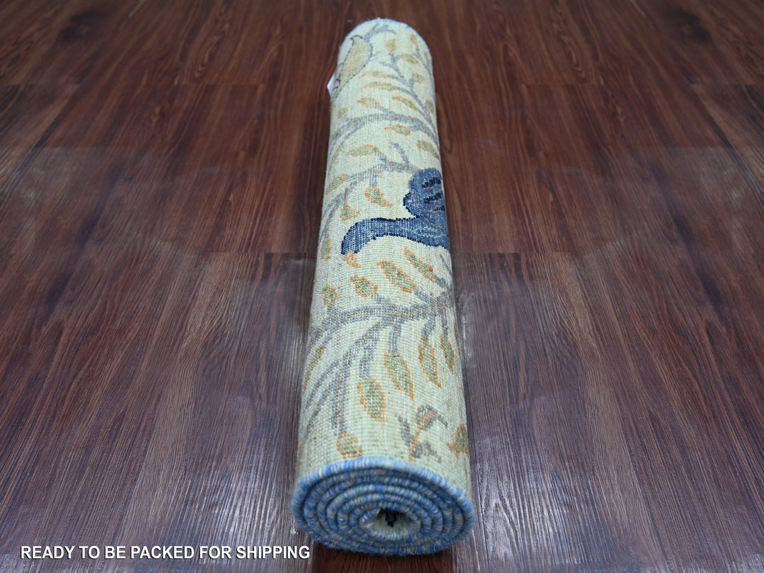 2'7" x 6'3" New Hand Knotted Green Wool Runner Oriental Rug - MOA10221650