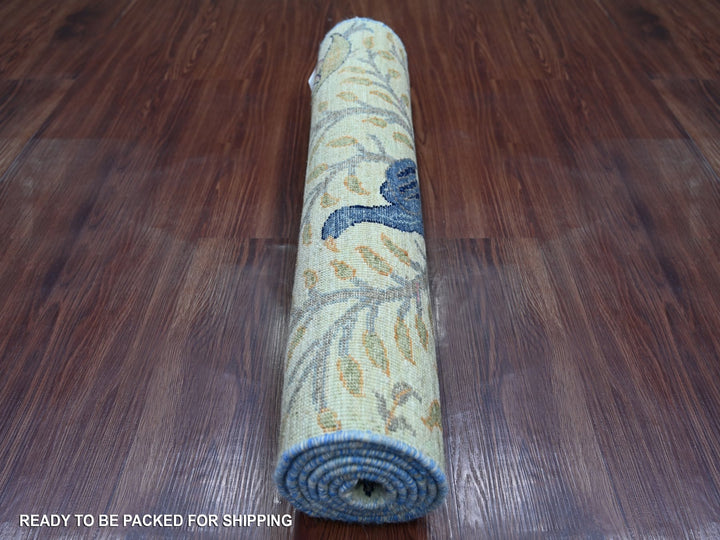 2'7" x 6'3" New Hand Knotted Green Wool Runner Oriental Rug - MOA10221650