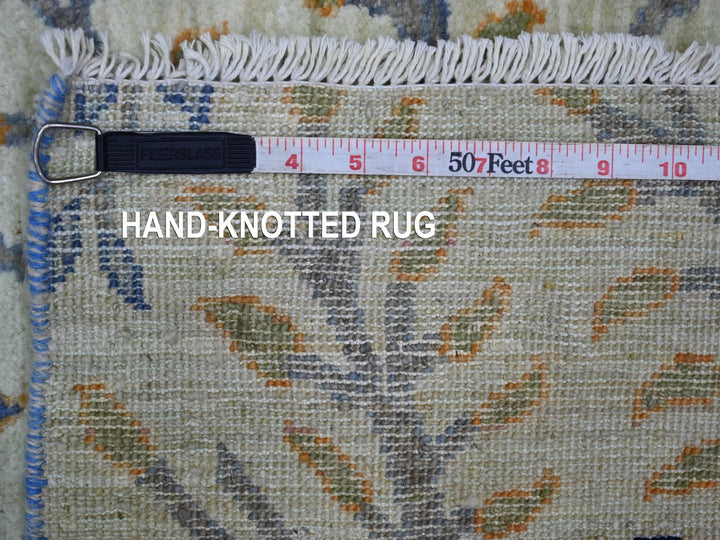 2'7" x 6'3" New Hand Knotted Green Wool Runner Oriental Rug - MOA10221650