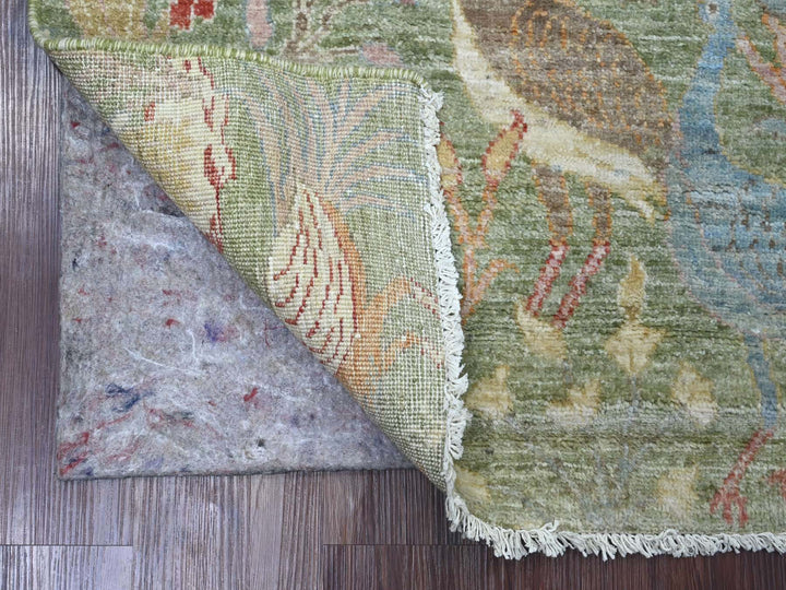 3'0" x 5'0" New Hand Knotted Green Wool Rectangle Oriental Rug - MOA10221651