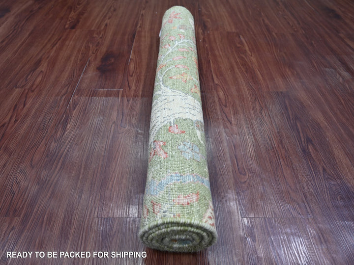 3'0" x 5'0" New Hand Knotted Green Wool Rectangle Oriental Rug - MOA10221651