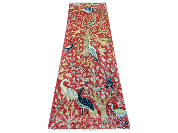 2'6" x 8'1" New Hand Knotted Red Wool Runner Oriental Rug - MOA10221652
