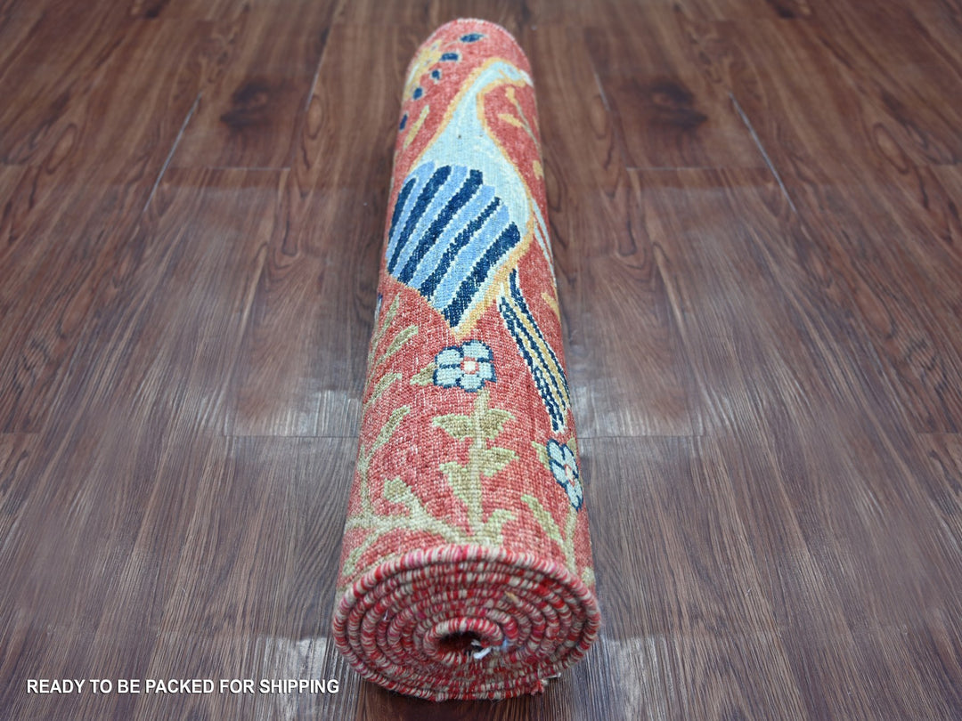 2'6" x 8'1" New Hand Knotted Red Wool Runner Oriental Rug - MOA10221652
