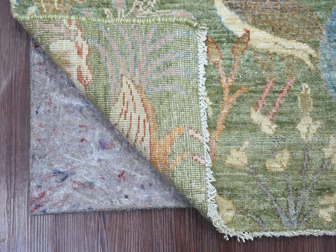 3'0" x 4'11" New Hand Knotted Green Wool Rectangle Oriental Rug - MOA10221653
