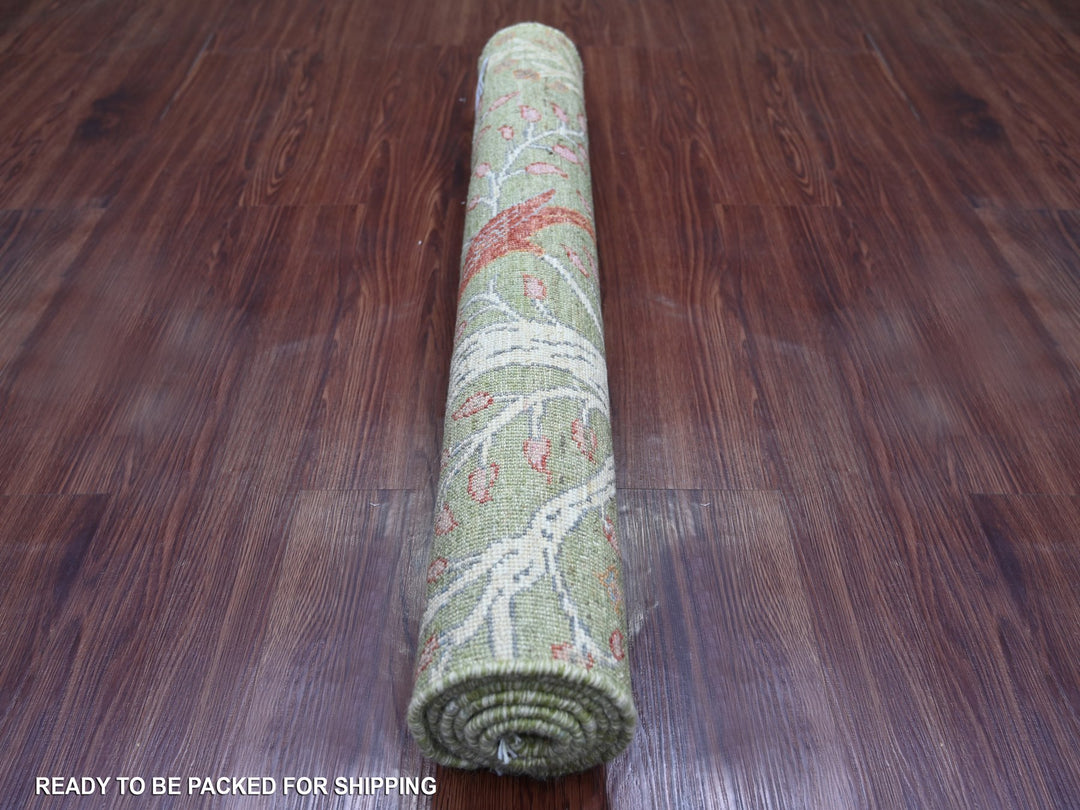 3'0" x 4'11" New Hand Knotted Green Wool Rectangle Oriental Rug - MOA10221653