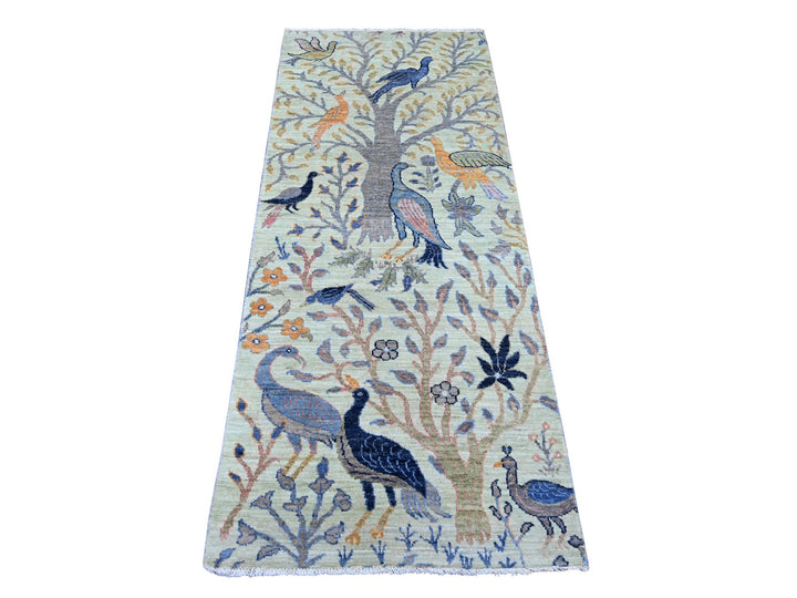 2'7" x 6'2" New Hand Knotted Green Wool Runner Oriental Rug - MOA10221654