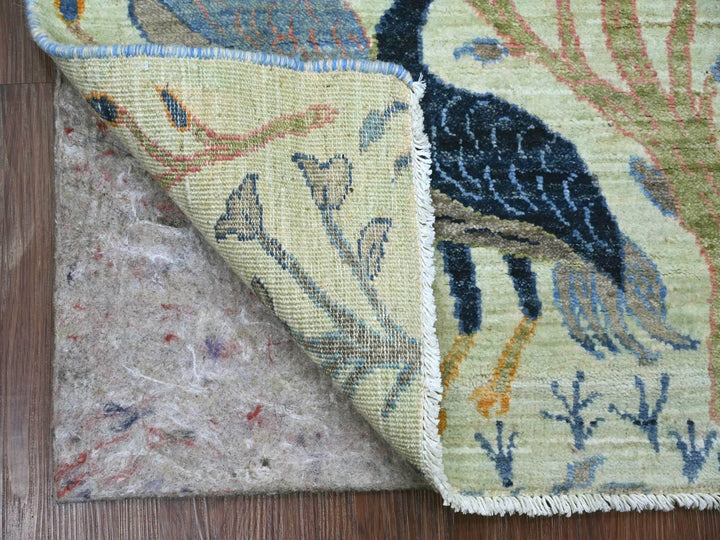 2'7" x 6'2" New Hand Knotted Green Wool Runner Oriental Rug - MOA10221654