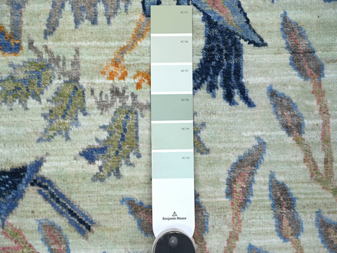 2'7" x 6'2" New Hand Knotted Green Wool Runner Oriental Rug - MOA10221654