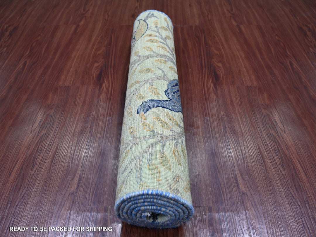 2'7" x 6'2" New Hand Knotted Green Wool Runner Oriental Rug - MOA10221654